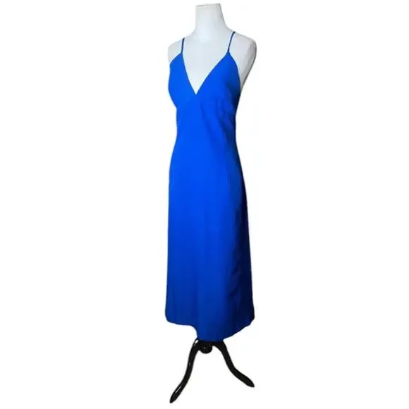 *NWOT BARDOT Blue Tie Open Strappy Back Slit in Back Midi Dress – Sz 12 - Picture 4 of 6